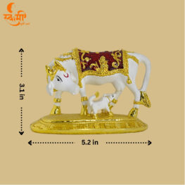 White Kamdhenu Gold Plated idol